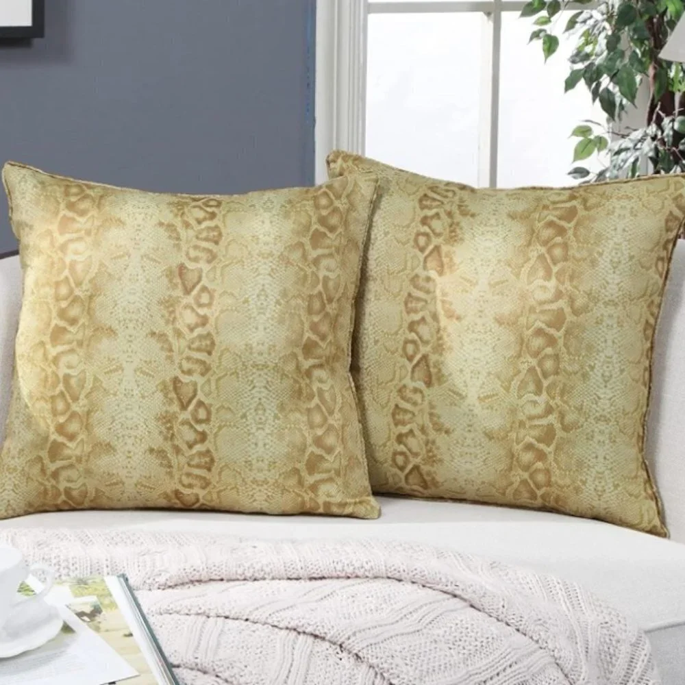 Set of 2 Gold Throw Pillow Covers Gold Ombre Geometric Decorative Square 18x18